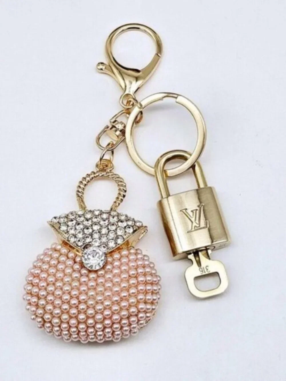 Authentic Louis Vuitton Lock & Key Gold ✨ Unbranded Keychain Bag Charm LV
